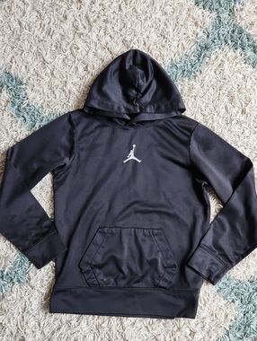 Nike Jordan Black Hoodie with White Jumpman Logo Sweatshirt Pullover Hoodie GUC